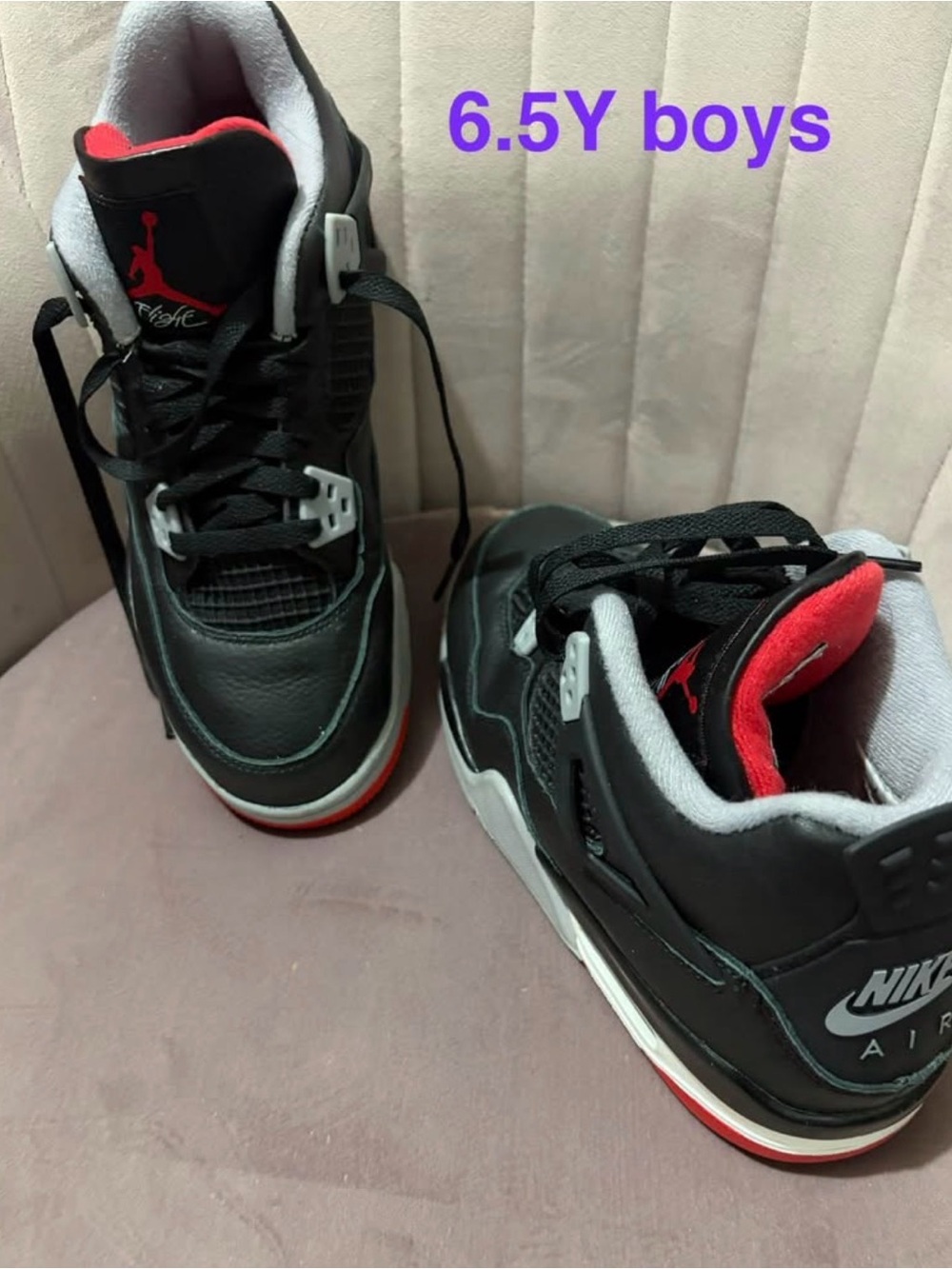 Nike Air Jordan 4 Retro Bred (Black Cement) – Size 6.5Y – Excellent Condition